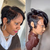 Full Lace Short Layered Cut Wig With Side Part Asymmetrical Bangs