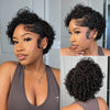 Trendy Full Lace Short Pixie Cut Curly Human Hair Wigs with Baby Hair