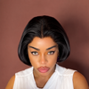 Medium-Length M-Shaped Bob Wig 13x4 Lace Natural Black 100% Human Hair