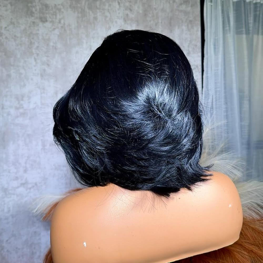 
            
                Load image into Gallery viewer, Trendy Side Part Layered Cut Blowout Bob Frontal Lace Wig
            
        