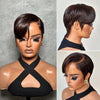Dark Brown Full Lace Pixie Cut Wig With Side Swept Bangs