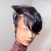 Full Lace Short Layered Cut Wig With Side Part Asymmetrical Bangs