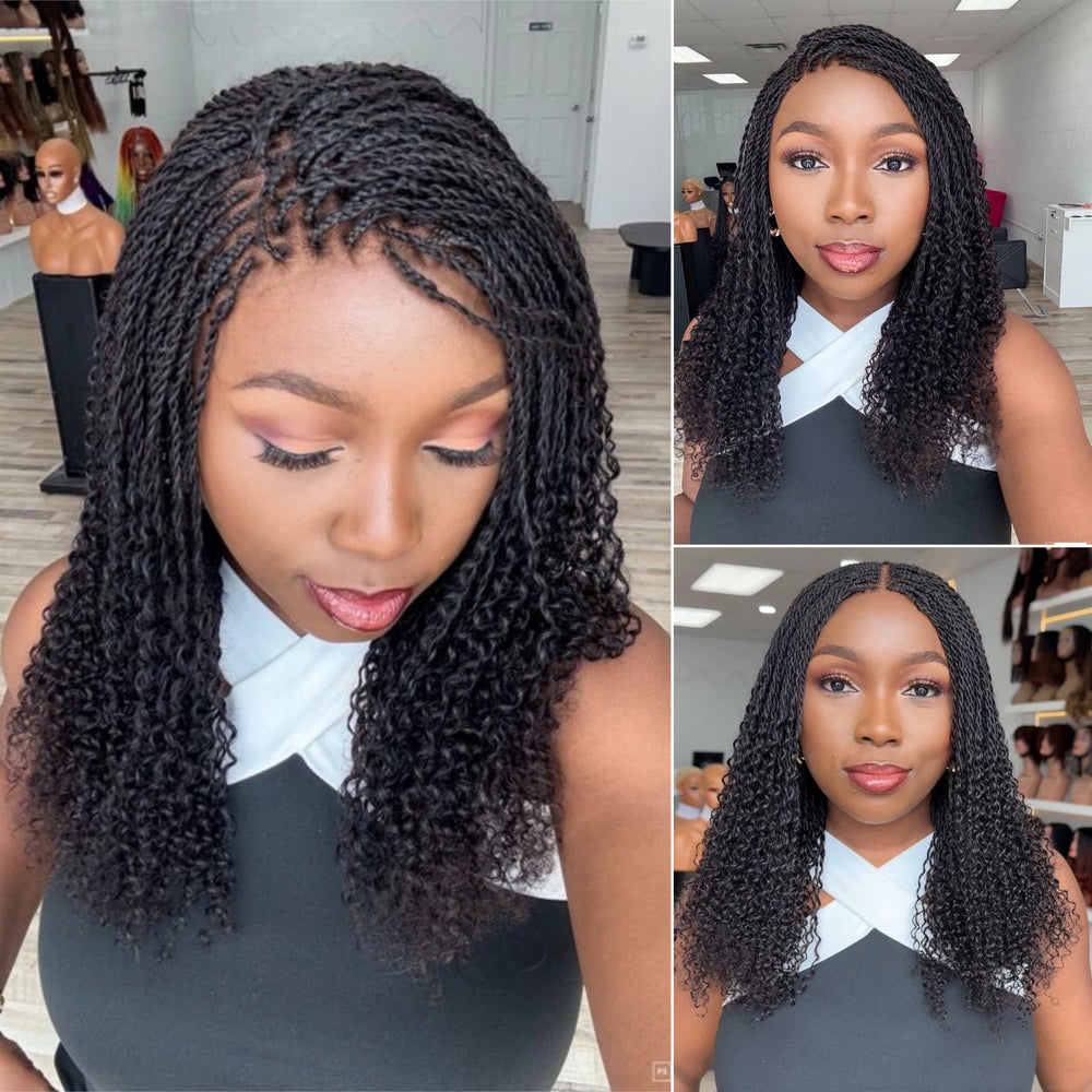 Full Lace Micro Kinky Twists Knotless Braided Wig With Invisi Drawstring