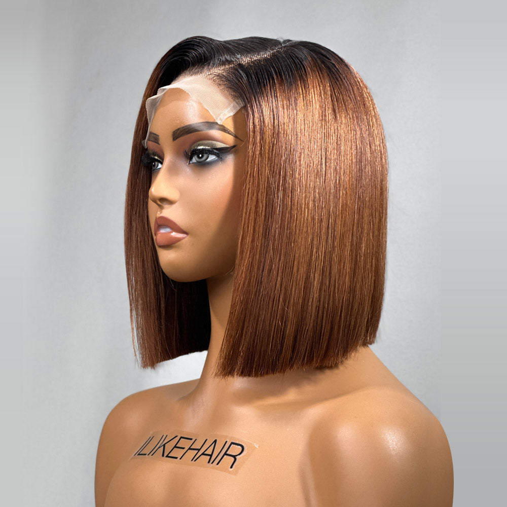 
            
                Load image into Gallery viewer, Ombre Brown Color Straight 5x5 Lace Closure Bob Wig
            
        