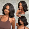 Natural Kinky Straight Layered Blowout Bob Wig