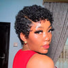 13x4 Lace Short Pixie Curly Wig 100% Human Hair
