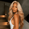 90s Ombre Blonde Copper Layered Body Wave 13x4 Lace Wig with Side Part