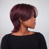 99J Burgundy Feathered Mullet 7x5 Drawstring Lace Wig with Bangs