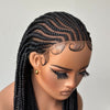 Full Lace Natural Black Cornrow Braid Wig With Drawstring