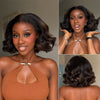 Black Mix Brown Highlights 13x4 Lace Short Wavy Bob Wig