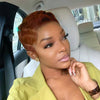 Copper Brown Full Lace Edgy Side Cut Short Pixie Wig