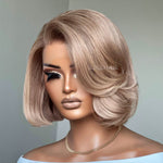 Ash Blonde Side Part Layered Bob 13x4 Lace Front Wig