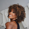 Brown Highlights Glueless Curly Afro Human Hair Wig