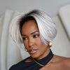 Platinum Blonde Hair With Dark Root Short Pixie Cut Glueless Wig
