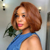 Soft Layered  Brown Orange Human Hair Bob Wig for Daily Wear