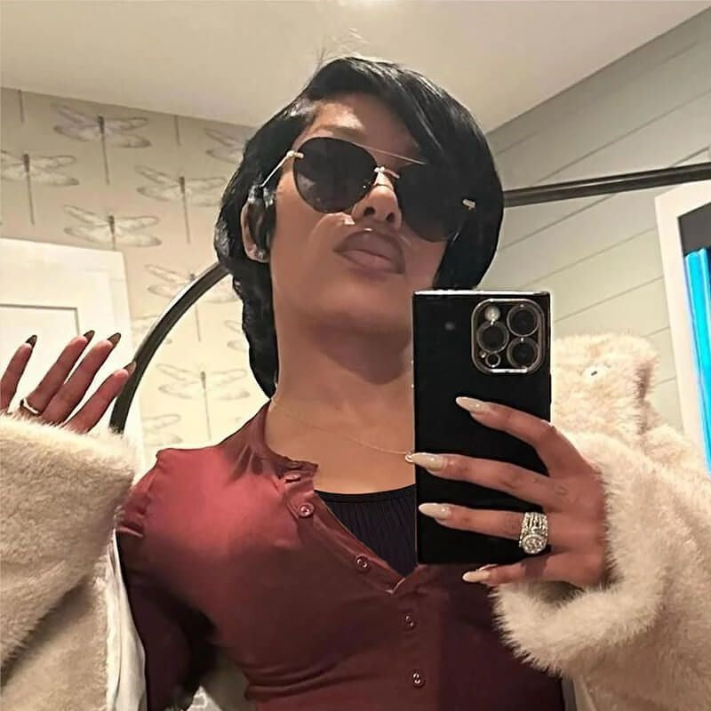 Short Pixie Cut With Long Bangs Full Lace Human Hair Wig