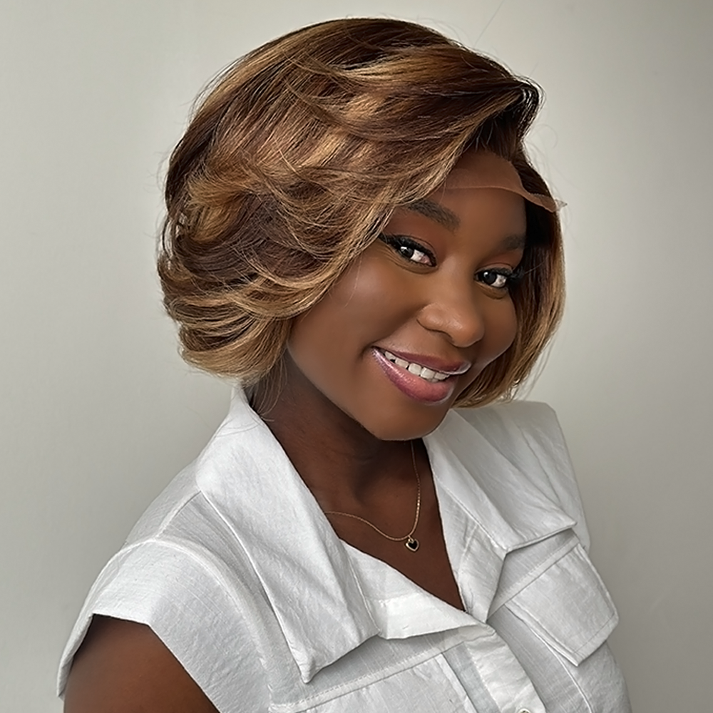 Blonde Highlights Rich Layered Volume Bob 5x5 Lace Wig
