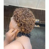 Full Lace Brown And Blonde Highlights Curly Pixie Wig