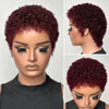 Beginner-friendly Black & Burgundy Short Curly Pixie Wig