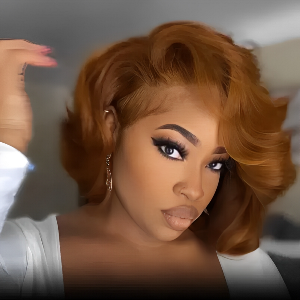 Put On ＆ Go Ginger Orange Glueless Body Wave Bob 13x4 Lace Front Wig