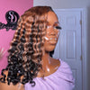 Side Part Curly Brown Color and Blonde Top Side Wig