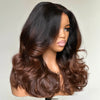 Put on & Go Ombre Brown Layered Wavy Glueless 5x5 Lace Closure Wig