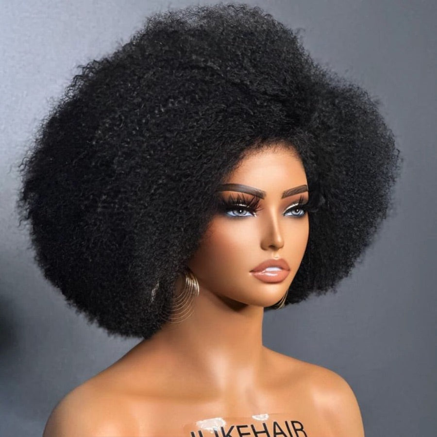 Afro Kinky Curly With Kinky Edges HD 13x4 Lace Front Bob Wig