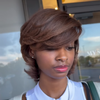 Mocha Kinky Straight  Blowout Layered Bob With Swept bangs