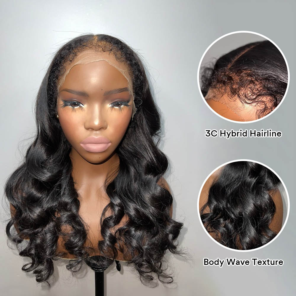 Hybrid Hairline With Body Wave 13x4 HD Lace Front Ventilated Wig