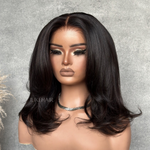 Mid-Length Blowout Layered Haircut Glueless 5x5 Lace Closure Wig