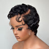 Full Lace Finger Wave Short Pixie Cut Wig With Drawstrings