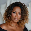 Glueless Ombre Brown Curly Human Hair Wig