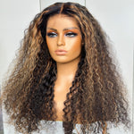 Highlight Brown Kinky Edges HD Lace Frontal Curly Wig
