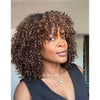 Ombre Honey Bronde Afro Coily Wig Glueless Bob With Bangs