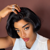 Medium-Length M-Shaped Bob Wig 13x4 Lace Natural Black 100% Human Hair