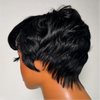 Natural Black Short Vintage Finger Wave Pixie Wig