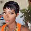 Full Lace Natural Black Short Pixie Cut Hair Wig With Bang