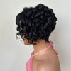 Drama Asymmetrical Curly Pixie 13x6 Lace Wig with Side Swept Bangs