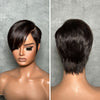 Natural Full Lace Pixie Cut Wig With Side Swept Bangs