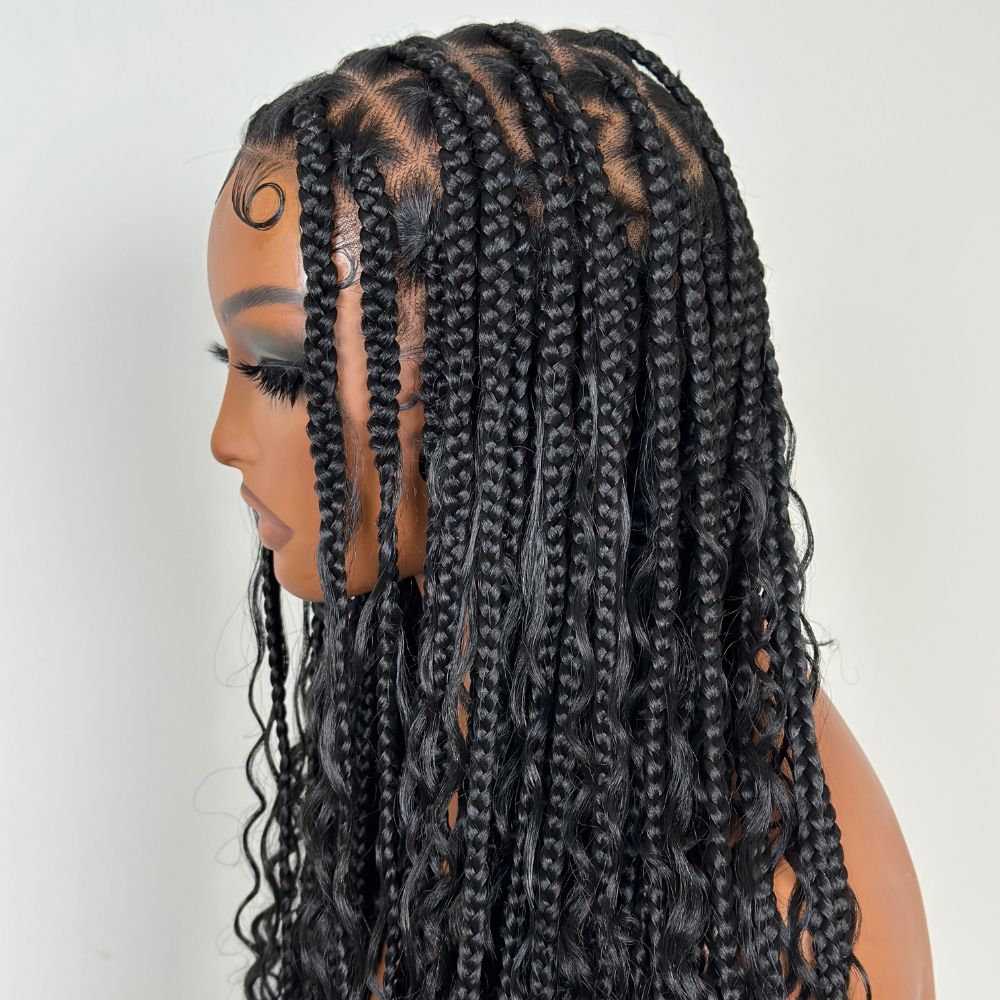 Full Lace Bohemian Braids With Soft Curls Drawstring Wig