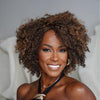 Brown Highlights Glueless Curly Afro Human Hair Wig