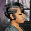 Short Pixie Cut With Long Bangs Full Lace Human Hair Wig