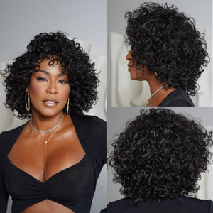 Put On ＆ Go Glueless Short Bob Curly 13×4 Lace Front Human Hair Wig