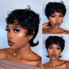 Natural Black Chic Curly Pixie Mullet Wig Layered Hair for Everyday Wear
