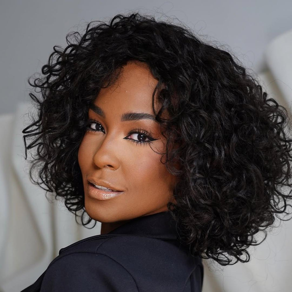 Put on & Go Short Pixie Cut Curly Bob Wig 100% Human Hair