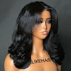 Put on & Go Inspired Layered Curtain Bangs Wavy Lace Closure Wig