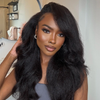 Natural Kinky Straight Glueless HD Lace Closure Half Wig