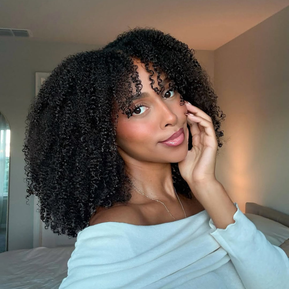 Afro Kinky Curly Layered Cut 5x5 Lace Closure Lace Wig