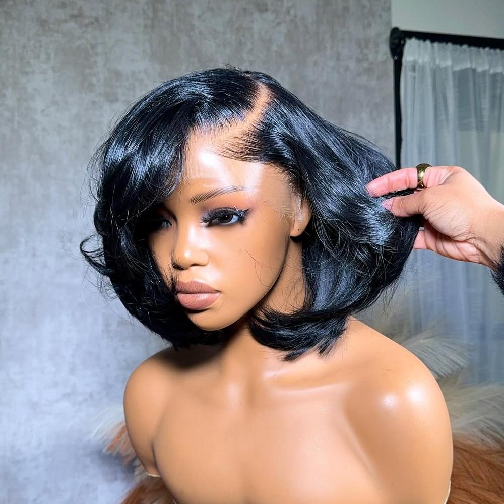 
            
                Load image into Gallery viewer, Trendy Side Part Layered Cut Blowout Bob Frontal Lace Wig
            
        