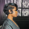 Short Pixie Cut With Long Bangs Full Lace Human Hair Wig